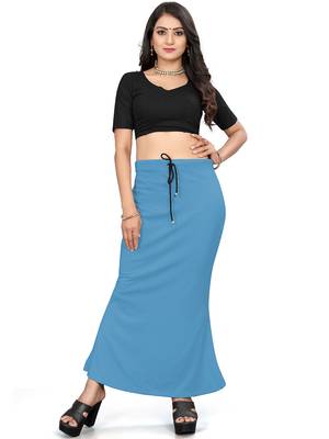 Sky blue lycra cotton blended shapewear petticoat for saree || skirts for women 1
