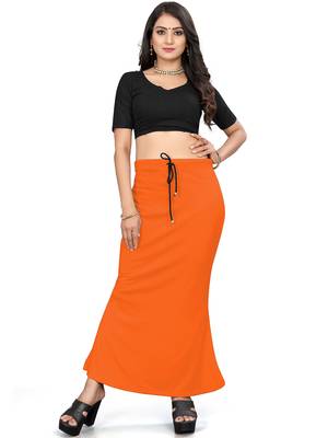 Women's orange lycra cotton blended shapewear petticoat for saree || skirts for women 1