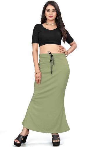 Women's olive green lycra cotton blended shapewear petticoat for saree || skirts for women