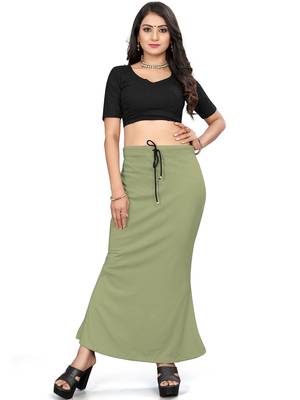 Women's olive green lycra cotton blended shapewear petticoat for saree || skirts for women 1
