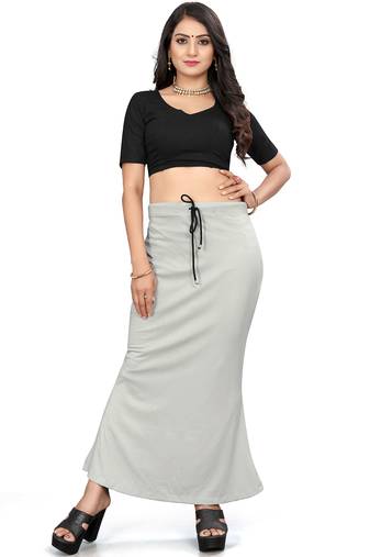 Women's light grey lycra cotton blended shapewear petticoat for saree || skirts for women