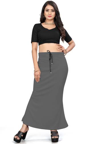 Women's dark grey lycra cotton blended shapewear petticoat for saree || skirts for women