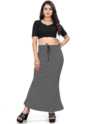 Women's dark grey lycra cotton blended shapewear petticoat for saree || skirts for women 1