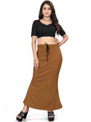 Brown lycra cotton blended shapewear petticoat for saree || skirts for women 1