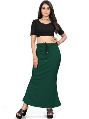 Women's bottle green lycra cotton blended shapewear petticoat for saree || skirts for women 1