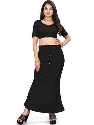 Women's black lycra cotton blended shapewear petticoat for saree || skirts for women 1