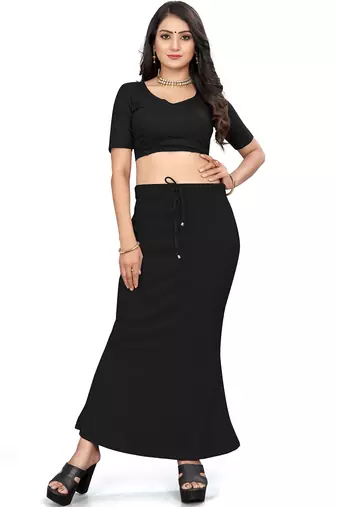 Women's black lycra cotton blended shapewear petticoat for saree || skirts for women