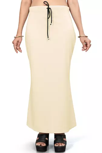 Women's beige lycra cotton blended shapewear petticoat for saree || skirts for women