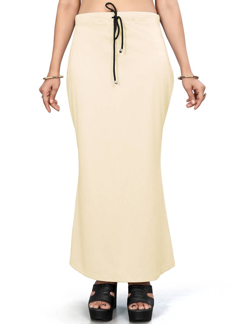 Women's beige lycra cotton blended shapewear petticoat for saree || skirts for women