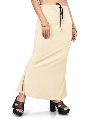 Women's beige lycra cotton blended shapewear petticoat for saree || skirts for women 3