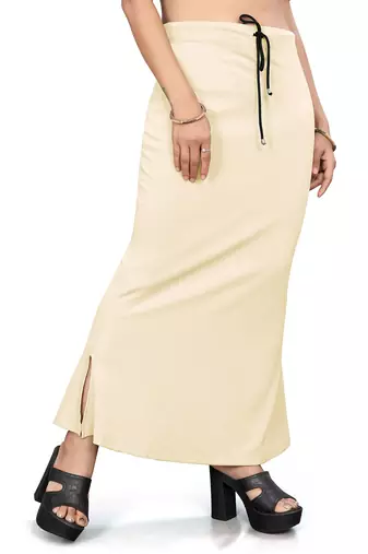 Women's beige lycra cotton blended shapewear petticoat for saree || skirts for women