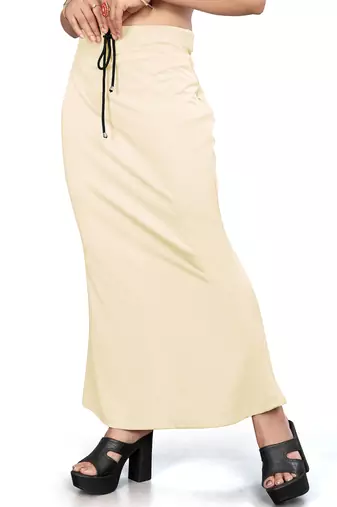 Women's beige lycra cotton blended shapewear petticoat for saree || skirts for women