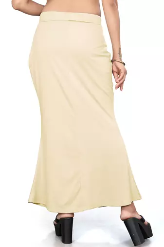 Women's beige lycra cotton blended shapewear petticoat for saree || skirts for women