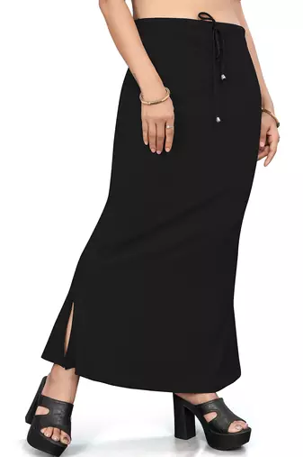 Women's black lycra cotton blended shapewear petticoat for saree || skirts for women