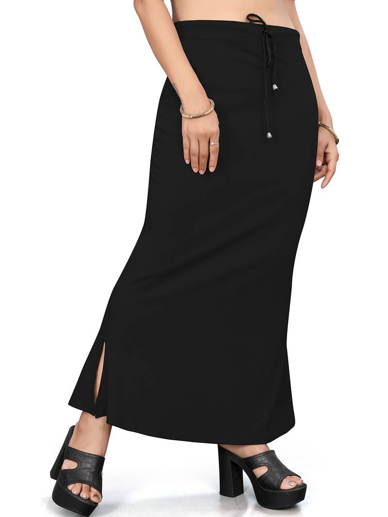 Women's black lycra cotton blended shapewear petticoat for saree || skirts for women