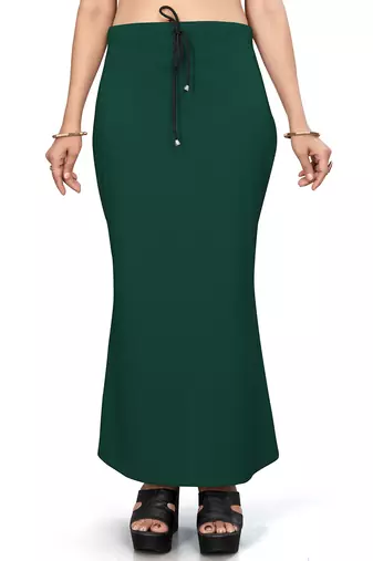 Women's bottle green lycra cotton blended shapewear petticoat for saree || skirts for women