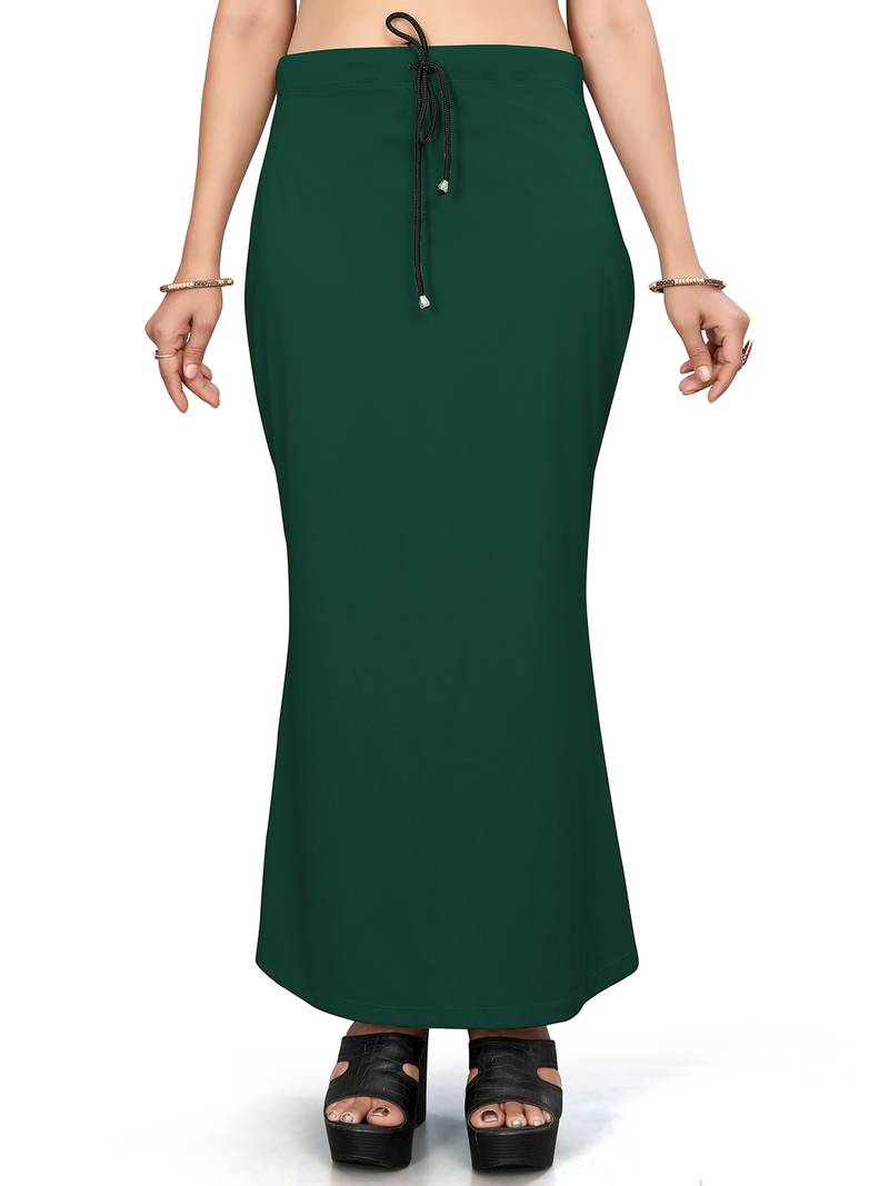 Women's bottle green lycra cotton blended shapewear petticoat for saree || skirts for women