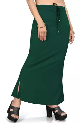 Women's bottle green lycra cotton blended shapewear petticoat for saree || skirts for women