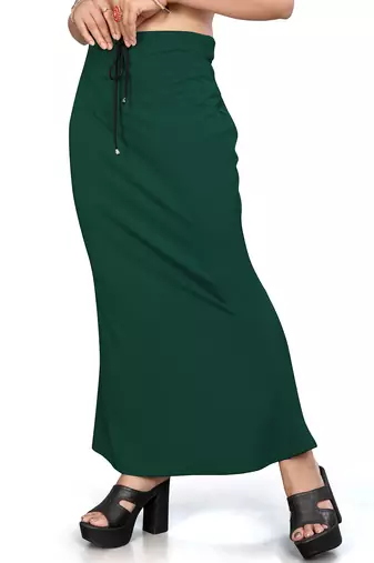 Women's bottle green lycra cotton blended shapewear petticoat for saree || skirts for women