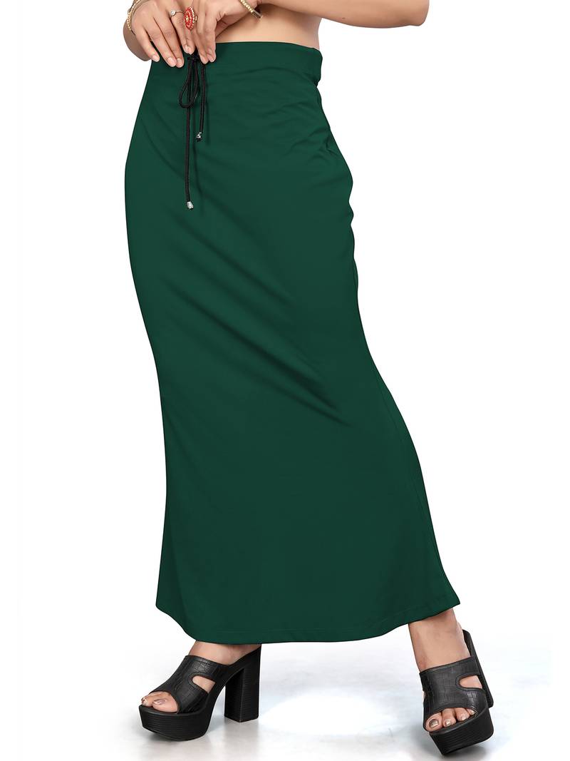Women's bottle green lycra cotton blended shapewear petticoat for saree || skirts for women