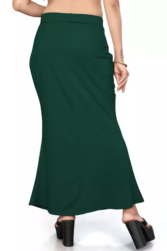 Women's bottle green lycra cotton blended shapewear petticoat for saree || skirts for women
