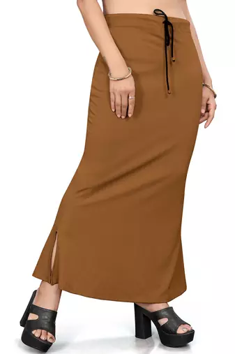 Brown lycra cotton blended shapewear petticoat for saree || skirts for women