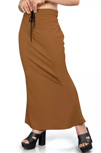 Brown lycra cotton blended shapewear petticoat for saree || skirts for women