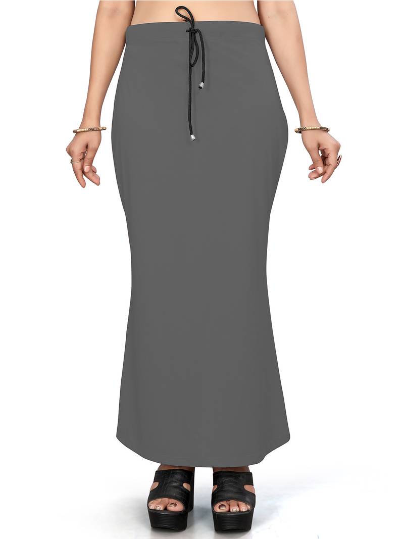 Women's dark grey lycra cotton blended shapewear petticoat for saree || skirts for women