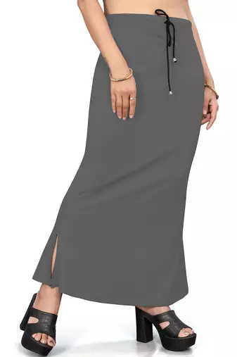Women's dark grey lycra cotton blended shapewear petticoat for saree || skirts for women
