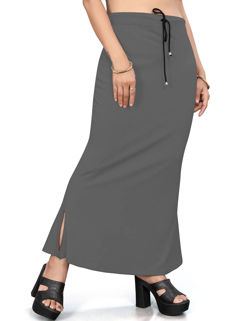 Women's dark grey lycra cotton blended shapewear petticoat for saree || skirts for women