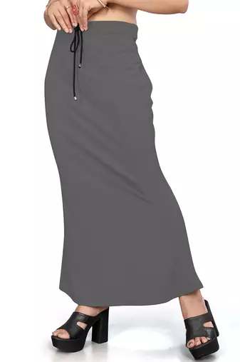 Women's dark grey lycra cotton blended shapewear petticoat for saree || skirts for women
