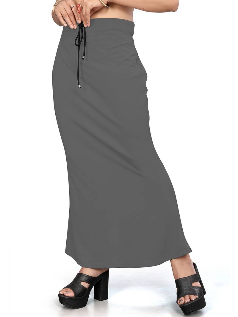 Women's dark grey lycra cotton blended shapewear petticoat for saree || skirts for women