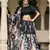 Black Tussar Silk Floral Print With Lace Touch Up Fully Stitcheed Lehenga Blouse With Dupatta