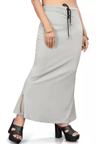 Women's light grey lycra cotton blended shapewear petticoat for saree || skirts for women