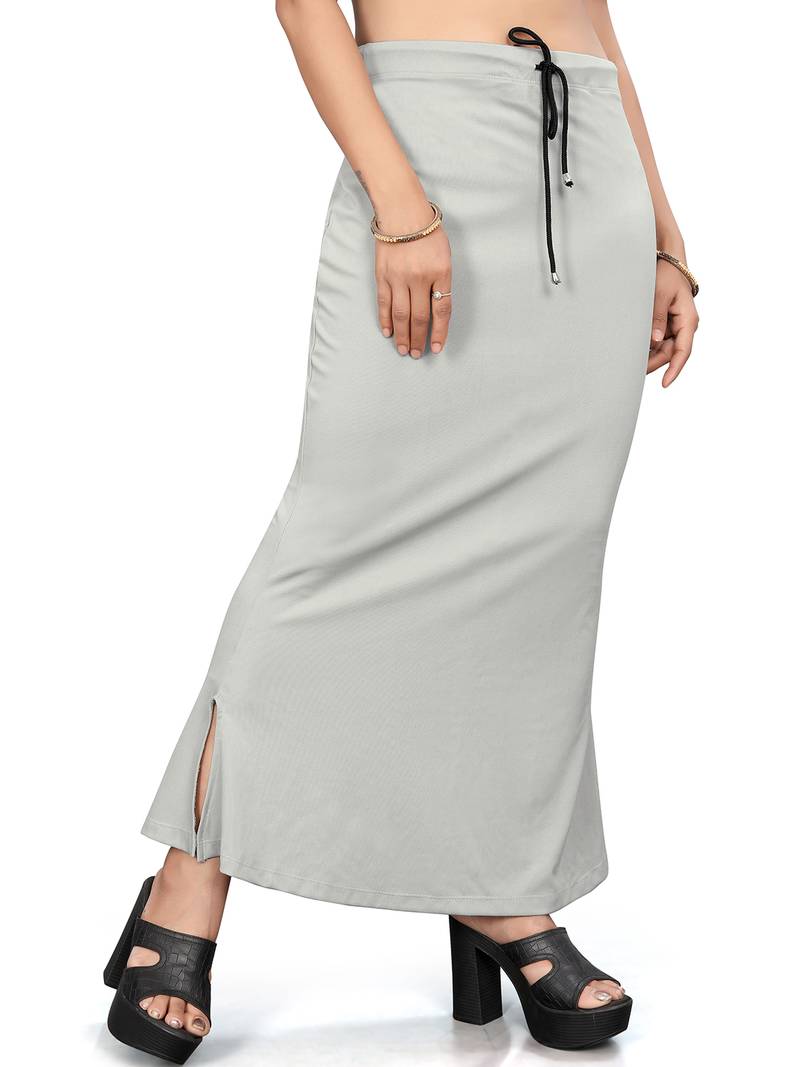 Women's light grey lycra cotton blended shapewear petticoat for saree || skirts for women