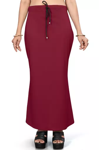 Women's maroon lycra cotton blended shapewear petticoat for saree || skirts for women