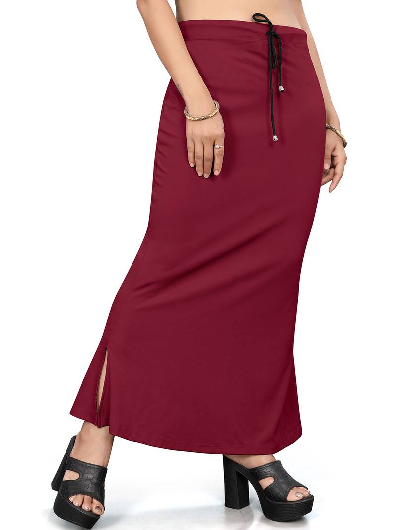 Women's maroon lycra cotton blended shapewear petticoat for saree || skirts for women