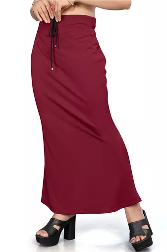 Women's maroon lycra cotton blended shapewear petticoat for saree || skirts for women