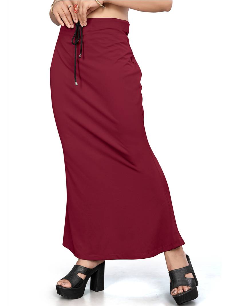 Women's maroon lycra cotton blended shapewear petticoat for saree || skirts for women