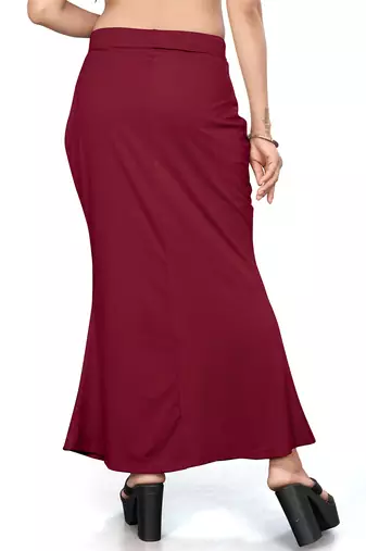 Women's maroon lycra cotton blended shapewear petticoat for saree || skirts for women
