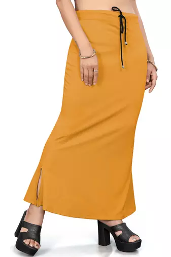 Women's mustard lycra cotton blended shapewear petticoat for saree || skirts for women