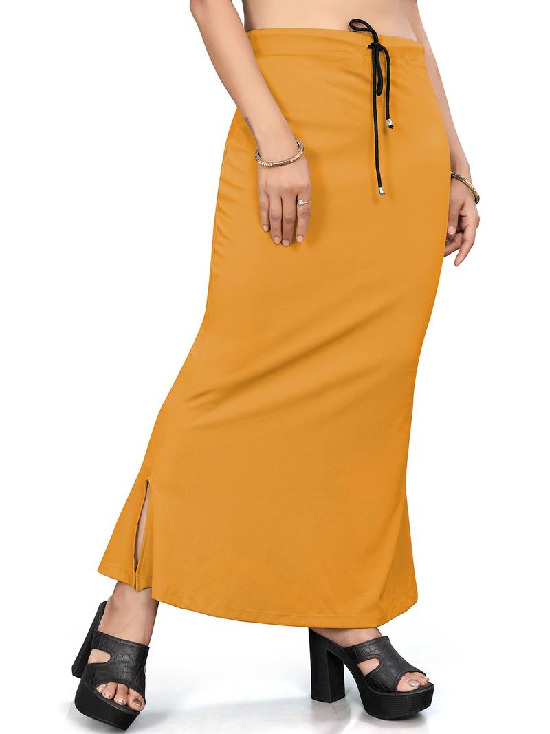 Women's mustard lycra cotton blended shapewear petticoat for saree || skirts for women