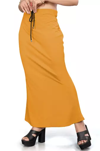 Women's mustard lycra cotton blended shapewear petticoat for saree || skirts for women