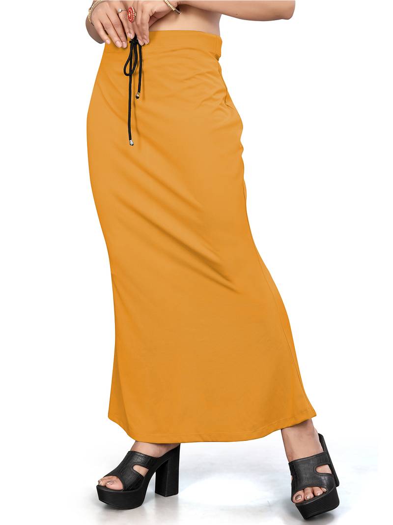 Women's mustard lycra cotton blended shapewear petticoat for saree || skirts for women