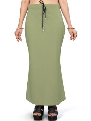 Women's olive green lycra cotton blended shapewear petticoat for saree || skirts for women 2