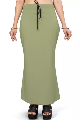 Women's olive green lycra cotton blended shapewear petticoat for saree || skirts for women