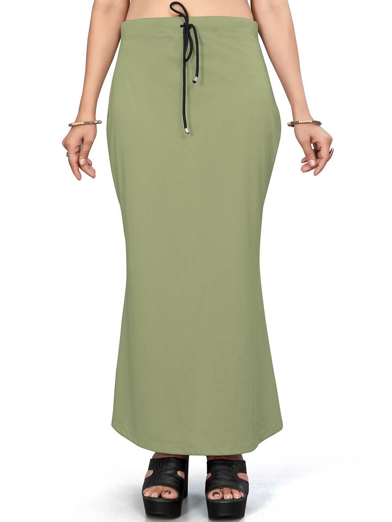 Women's olive green lycra cotton blended shapewear petticoat for saree || skirts for women