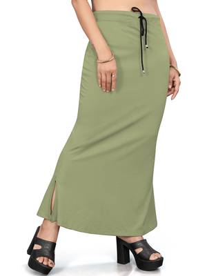 Women's olive green lycra cotton blended shapewear petticoat for saree || skirts for women 3