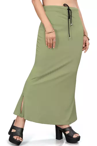 Women's olive green lycra cotton blended shapewear petticoat for saree || skirts for women
