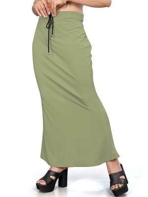 Women's olive green lycra cotton blended shapewear petticoat for saree || skirts for women 4